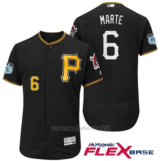 Maglia Baseball Uomo Pittsburgh Pirates Starling Marte Nero 2017 Allenamento Primaverile Flex Base Giocatore